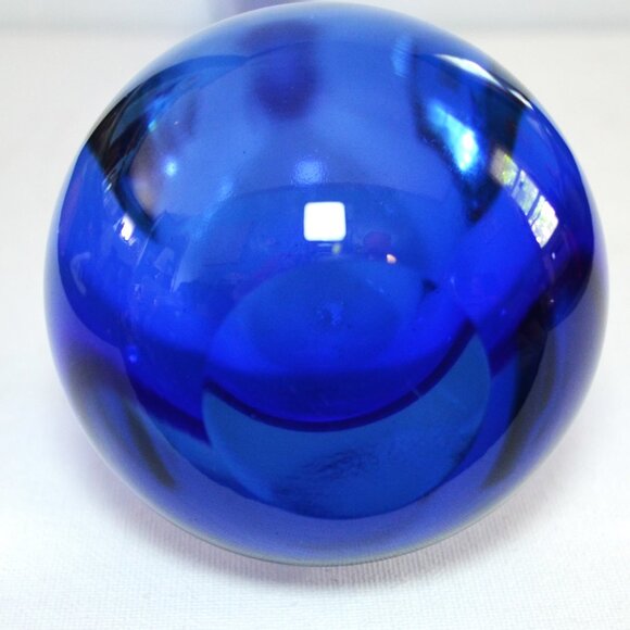 Vintage Murano Art Glass Tear Drop Bud Vase Colbalt Blue And Clear - Picture 4 of 4